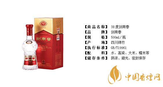 劍南春38多少錢一瓶 劍南春38度酒價格表及圖片